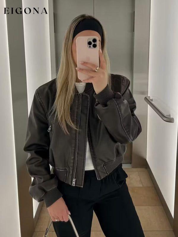 Women's Casual Tri-Color Bomber Jacket Olive yellow clothes Jacket Jackets & Coats