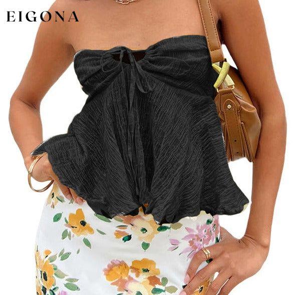 Women's Off-Shoulder Spice Girl Solid Color Short Tank Top Sexy Tube Top Black clothes shirt shirts top tops