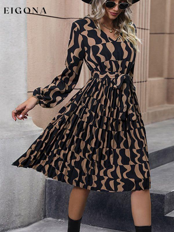 New Elegant Printed Long Sleeve Dress Mid-Length clothes dress dresses long sleeve dresses
