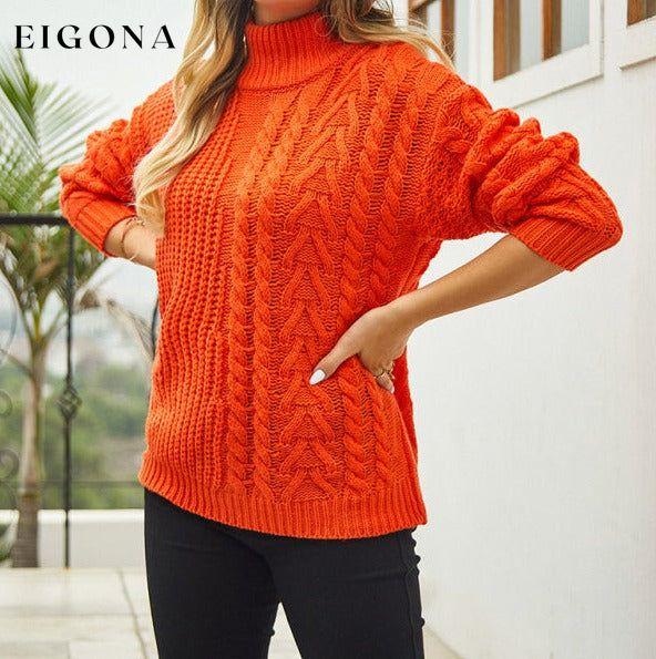 Women's turtleneck loose diamond knit sweater, long sleeve clothes Sweater sweaters Sweatshirt