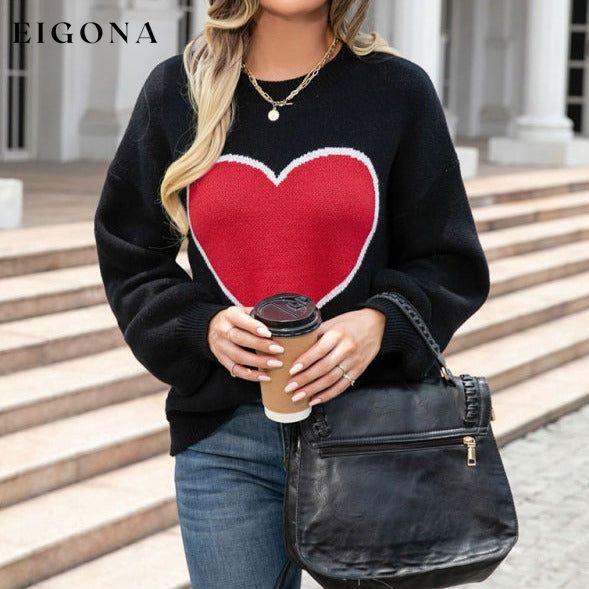 Women's love round neck knitted Heart pullover sweater clothes Sweater sweaters Sweatshirt