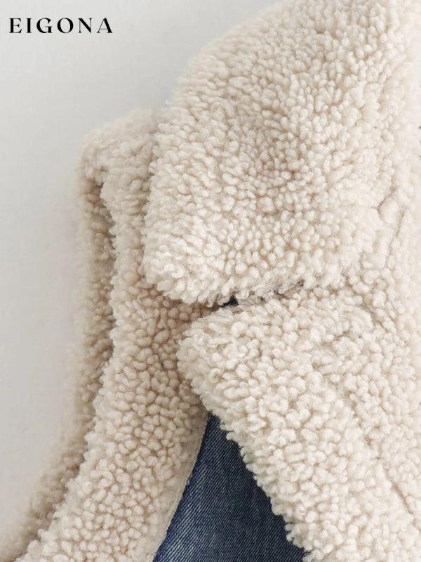 New style lapel thickened warm sleeveless lambswool denim vest clothes Denim Jacket Outerwear