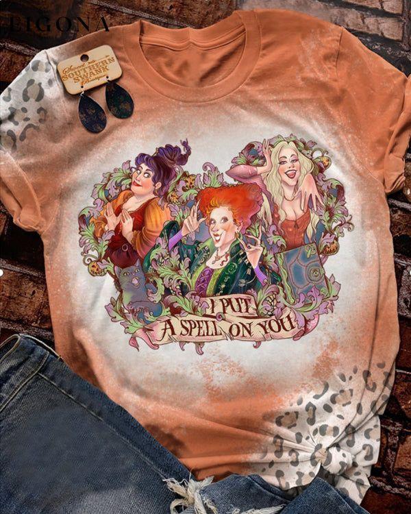 I Put A Spell On You T-shirt Orange 23BF clothes Halloween Hocus Pocus Short Sleeve Tops T-SHIRTS Tops/Blouses