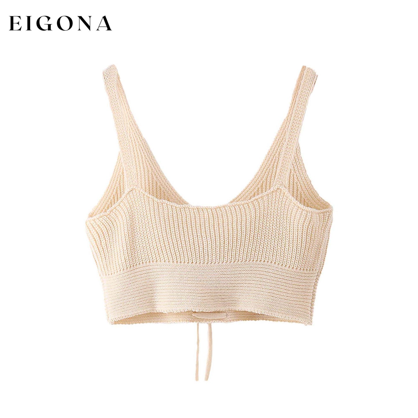 Women Sleeveless Lace Up Knitted Cami Tank Top Sexy Loose Crop Tops Blouse __stock:500 clothes refund_fee:800 tops