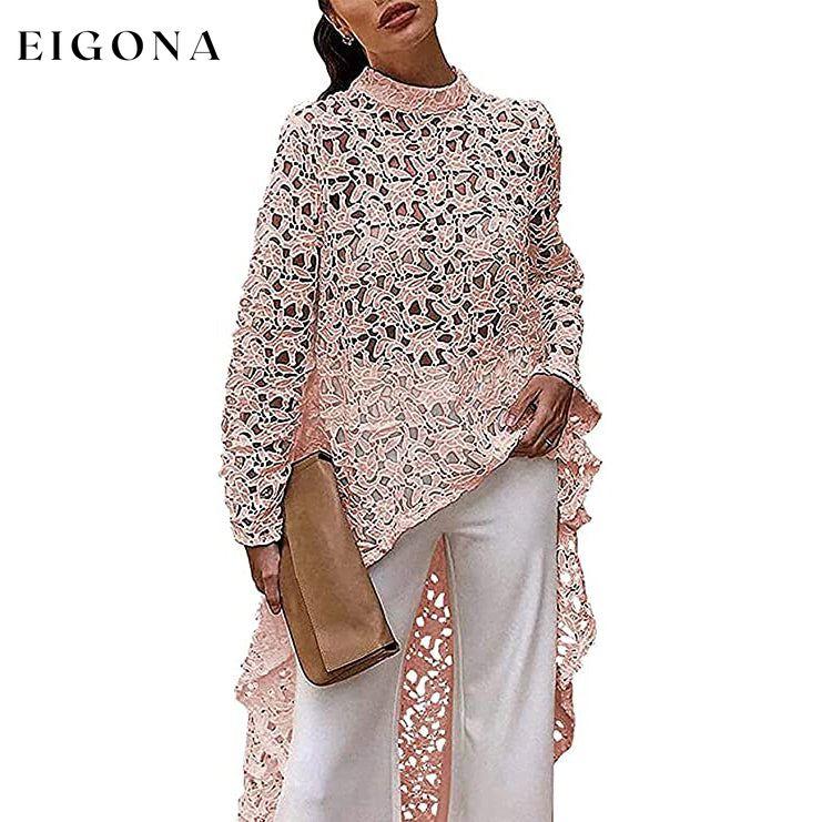 Women's Long Sleeve Crew Neck Casual Top Shirt Dress Pink __stock:200 clothes refund_fee:1200 tops