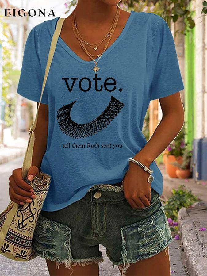 Women's Feminist Ruth Bader Ginsburg Vote Tell Them Ruth Sent You Print Casual T-Shirt roe