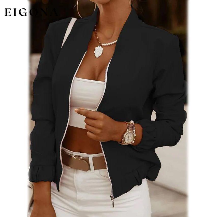 Women's Bomber Jacket Casual Black __stock:200 Jackets & Coats refund_fee:1200