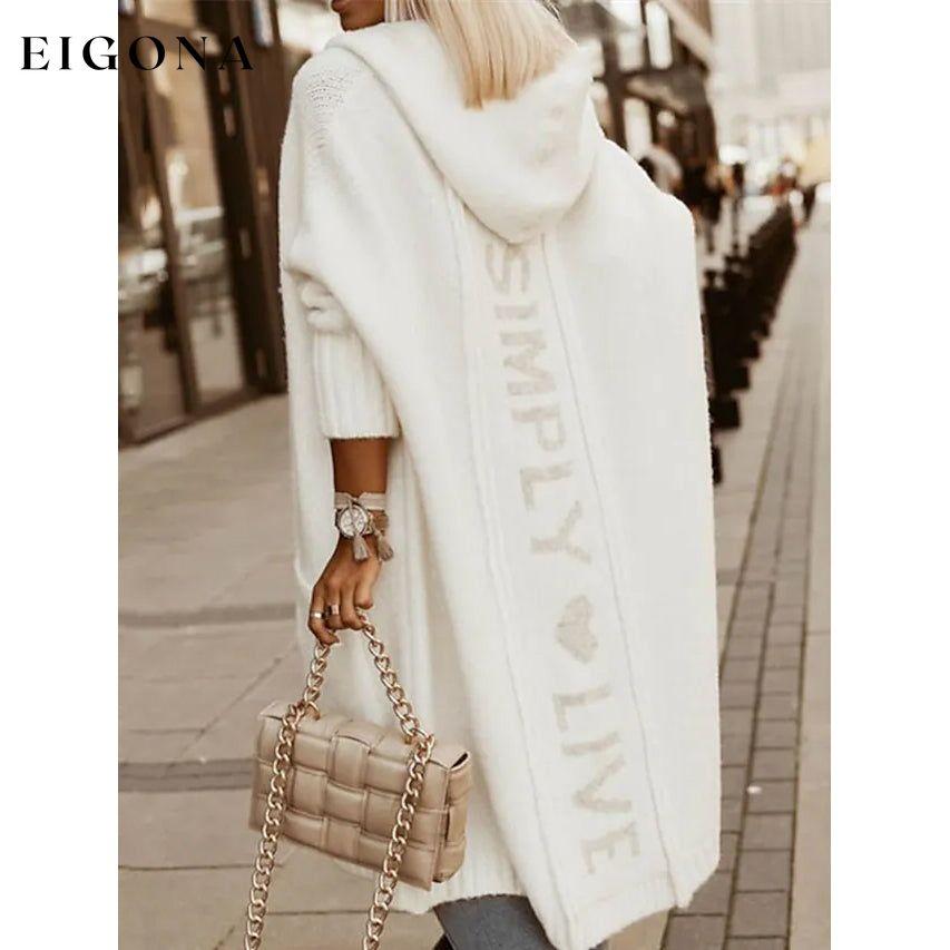 Women's Cardigan Knitted Letter Personalized Stylish Casual Long Sleeve White __stock:200 Jackets & Coats refund_fee:1800