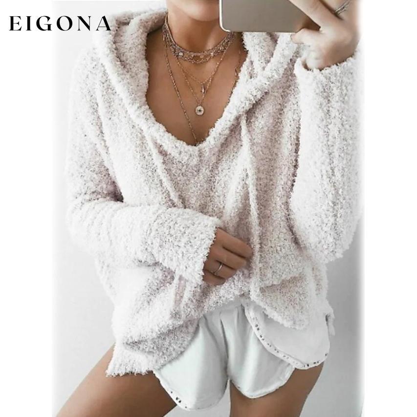 Women's Teddy Coat Plain Daily Basic Loose Hoodie White __stock:50 clothes refund_fee:800 tops