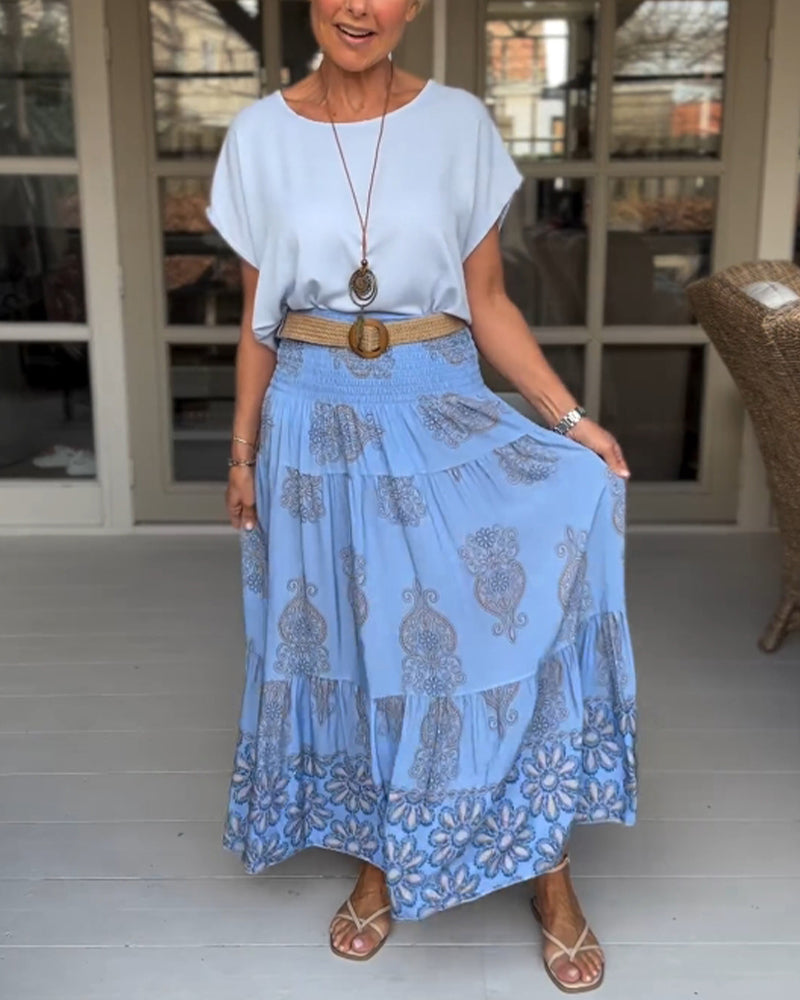 Fargerikt patchwork plissert skjørt