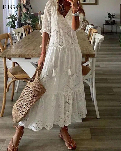 Solid color cutout dress White 23BF Casual Dresses Clothes Dresses Summer