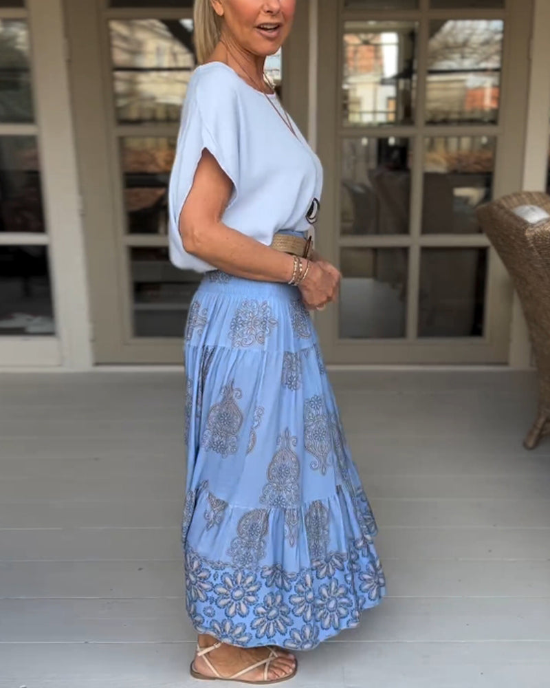 Fargerikt patchwork plissert skjørt