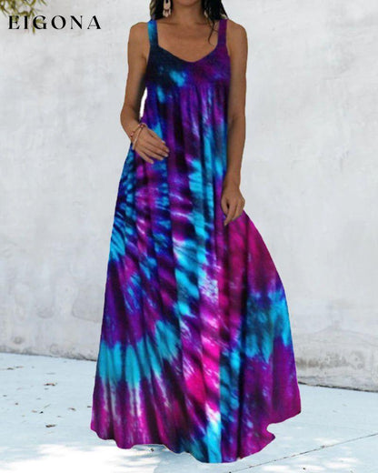 Tie-dye print dress Purple 23BF Casual Dresses Clothes Dresses Spring Summer