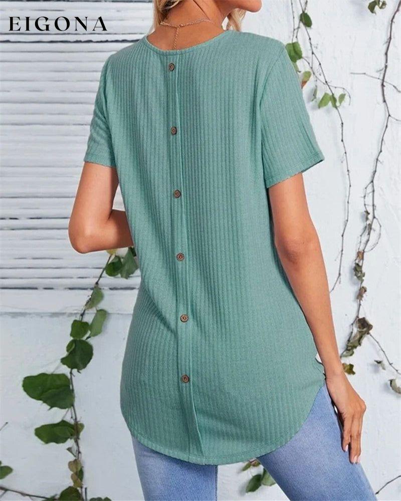 Back single-breasted casual solid color t-shirt 23BF clothes Short Sleeve Tops Summer T-shirts Tops/Blouses