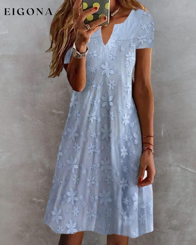 Elegant Lace Floral Short Sleeve Dress 23BF Casual Dresses Clothes Dresses SALE Spring Summer