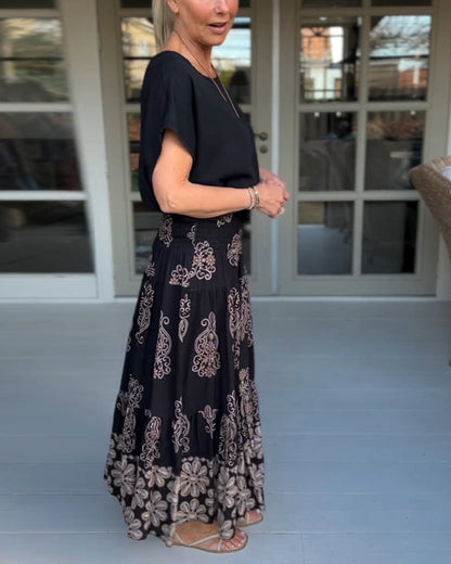 Fargerikt patchwork plissert skjørt