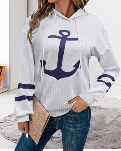 Casual printed long sleeve lace-up hoodie 2024 f/w hoodies spring