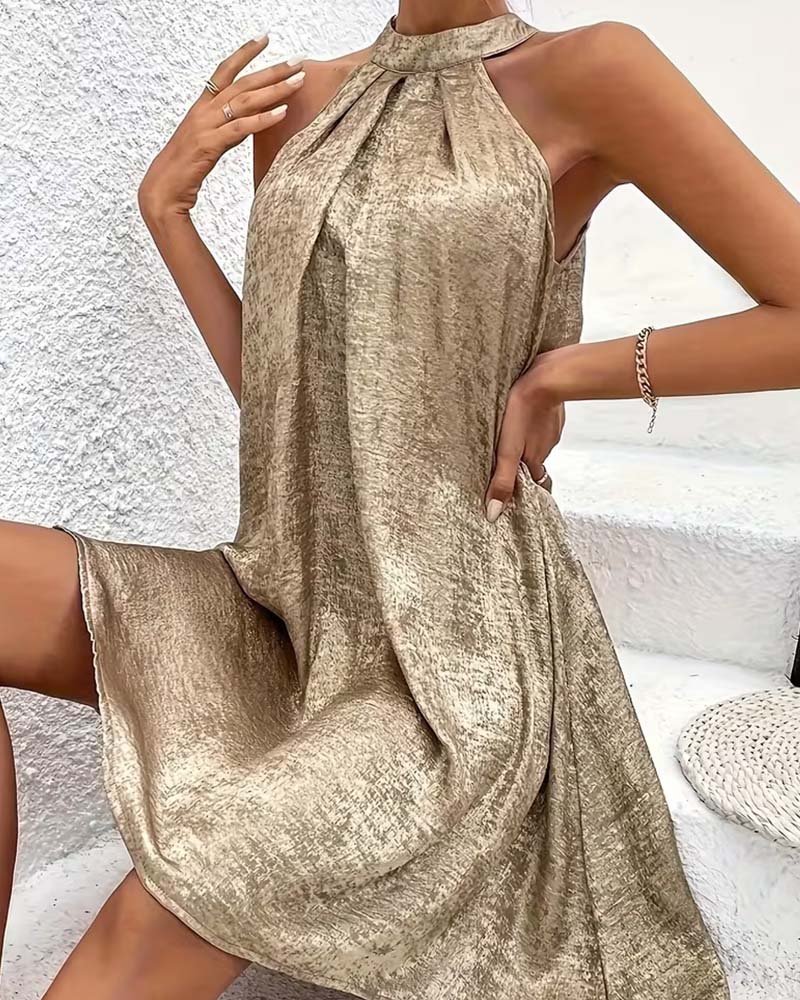 Light Luxury Sleeveless Off-Shoulder Halter Dress
