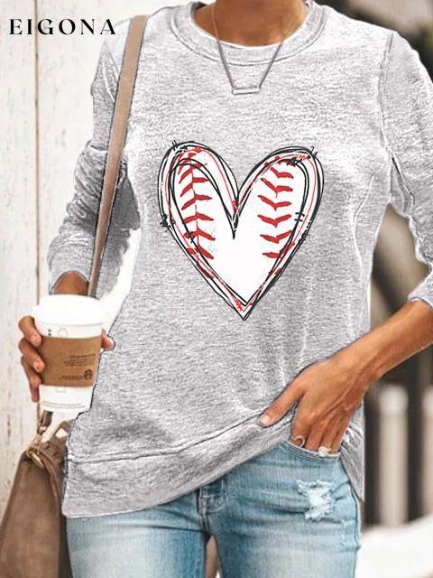 Women's Baseball Heart Print Top ball print