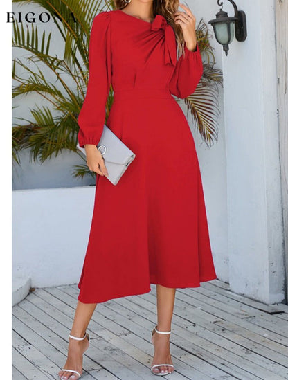 Twisted Long Sleeve Midi Dress clothes dresses H.Y.G@E long sleeve dresses Ship From Overseas Shipping Delay 09/29/2023 - 10/03/2023 trend
