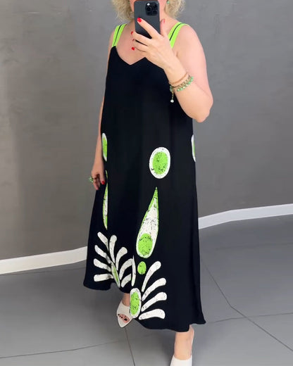 Bedrucktes Kleid mit lockeren Trägern