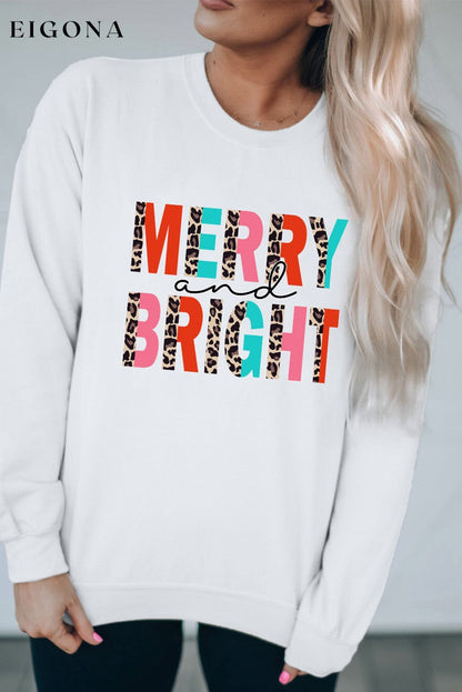 MERRY AND BRIGHT Graphic Sweatshirt Christmas sweater clothes Ship From Overseas SYNZ