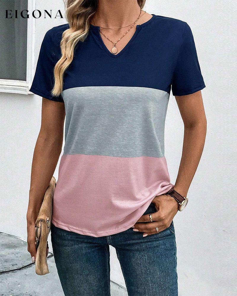 Simple color block short sleeve T-shirt spring summer t-shirts