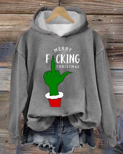 Women's Christmas printed hooded casual sweatshirt 2024 f/w christmas Grinch hoodies