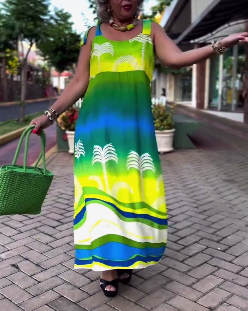 Resort-Kleid mit Regenbogen-Sling-Print