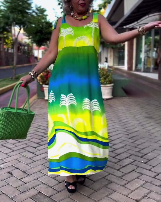 Resort-Kleid mit Regenbogen-Sling-Print