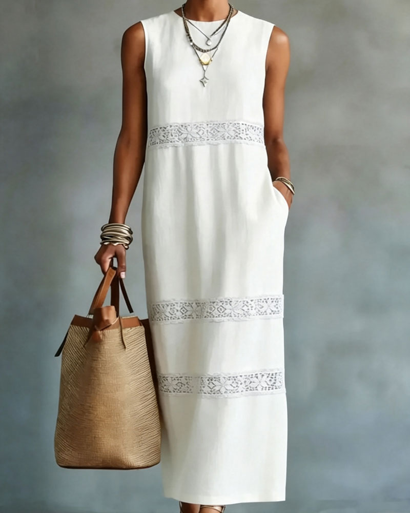 Sleeveless Lace Patchwork Dress