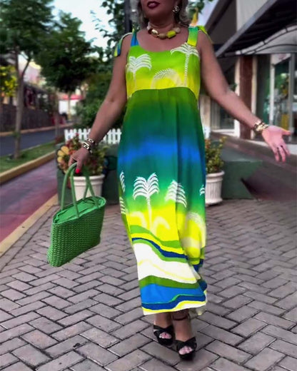 Resort-Kleid mit Regenbogen-Sling-Print