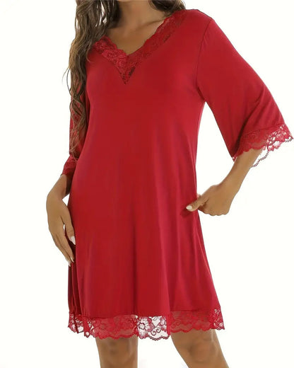 Lace Panel V-Neck Dress Underwear