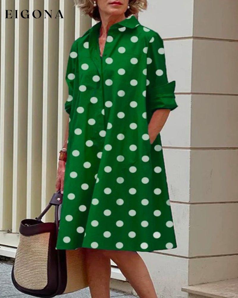 Polka dot print shirt dress Green 23BF Casual Dresses Clothes Dresses Spring Summer