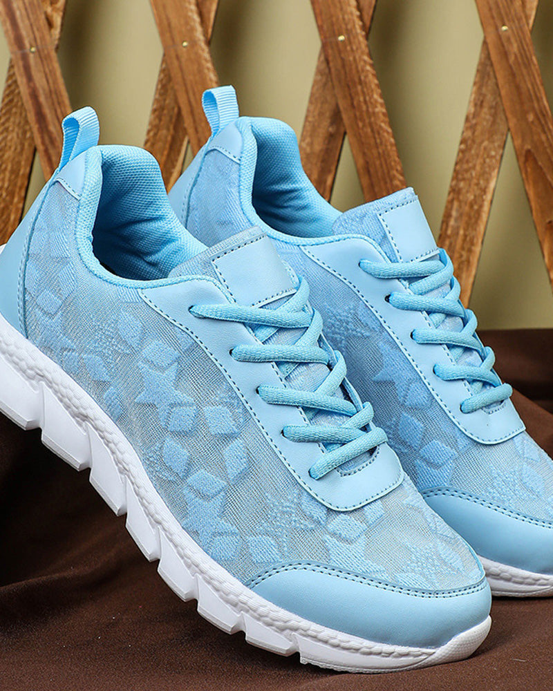 Simple solid color breathable lace-up sneakers sneakers