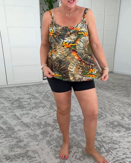 Zweiteiliger bedruckter Boxer-Badeanzug