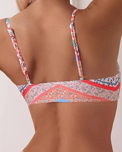 Printed Sexy Two-Piece Suspender Bikini