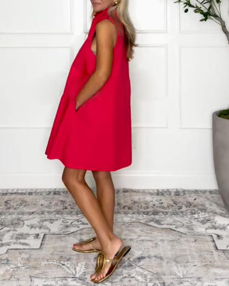 Ärmelloses Street Fashion-Kleid mit V-Ausschnitt