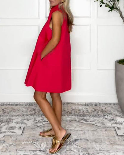 Ärmelloses Street Fashion-Kleid mit V-Ausschnitt