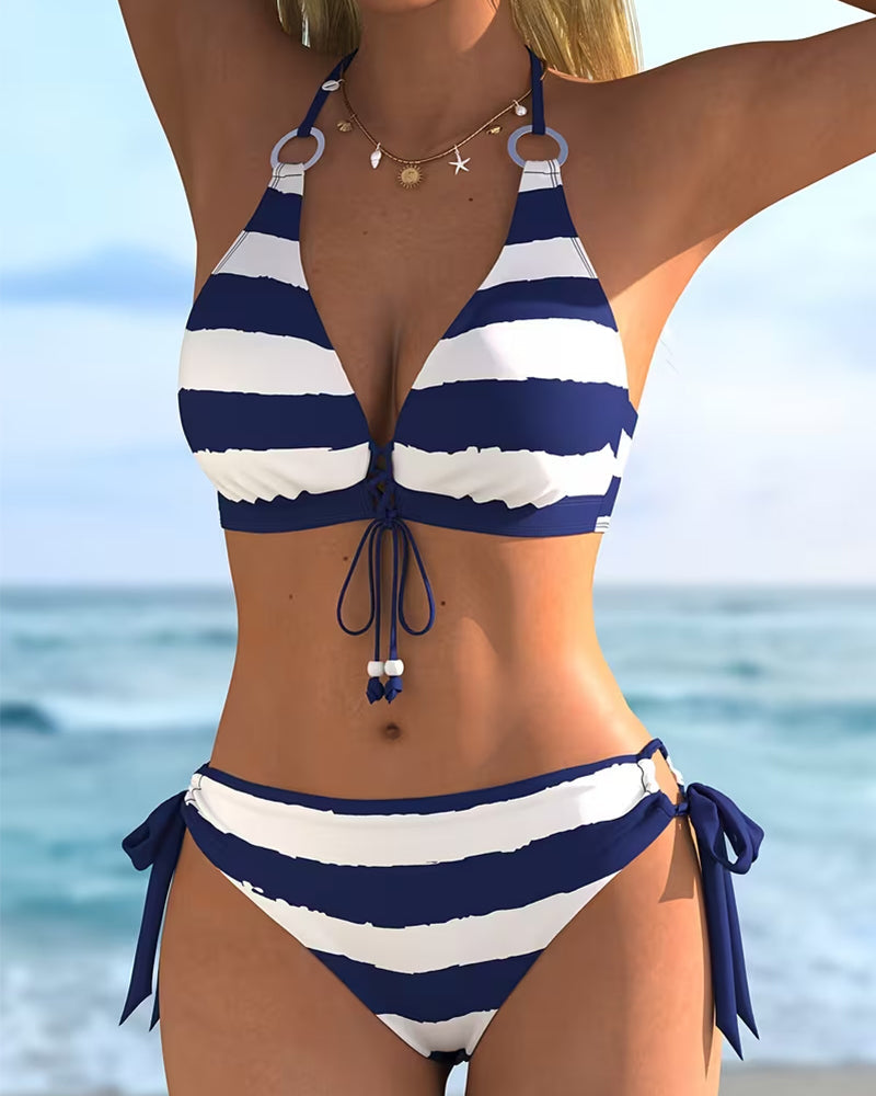 Simple Halter Striped Bikini