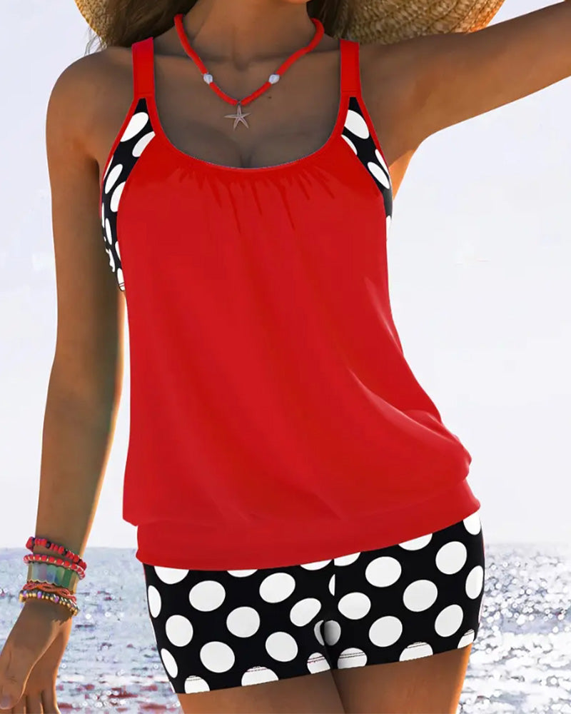 Tank Top Polka Dot Boxer Swimsuit