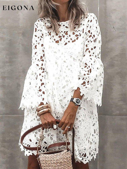 Elegant Lace Long Sleeve Casual Dress linen dresses