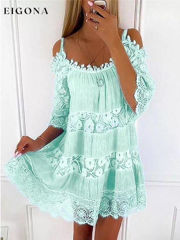 Women's Loose Sling Half Sleeve Flower Print Dress linen dresses