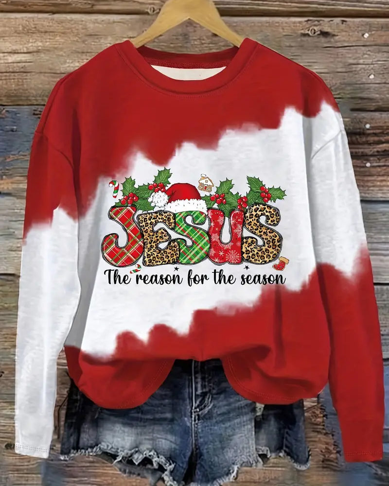 Plus Size Christmas Letter Graphic Long Sleeve Crew Neck Sweatshirts 2024 f/w christmas sweatshirts