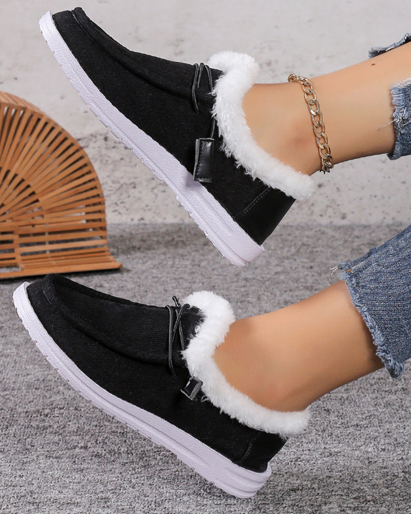 Solid color thick warm cotton shoes 2024 f/w flats