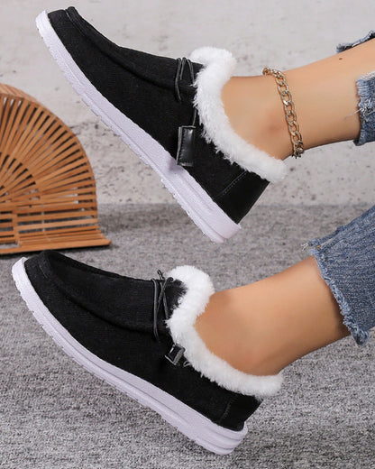 Solid color thick warm cotton shoes 2024 f/w flats