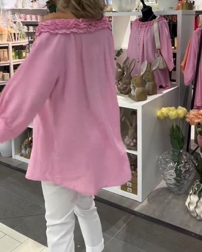 Lockere Bluse mit halblangen Ärmeln und Blumenmuster