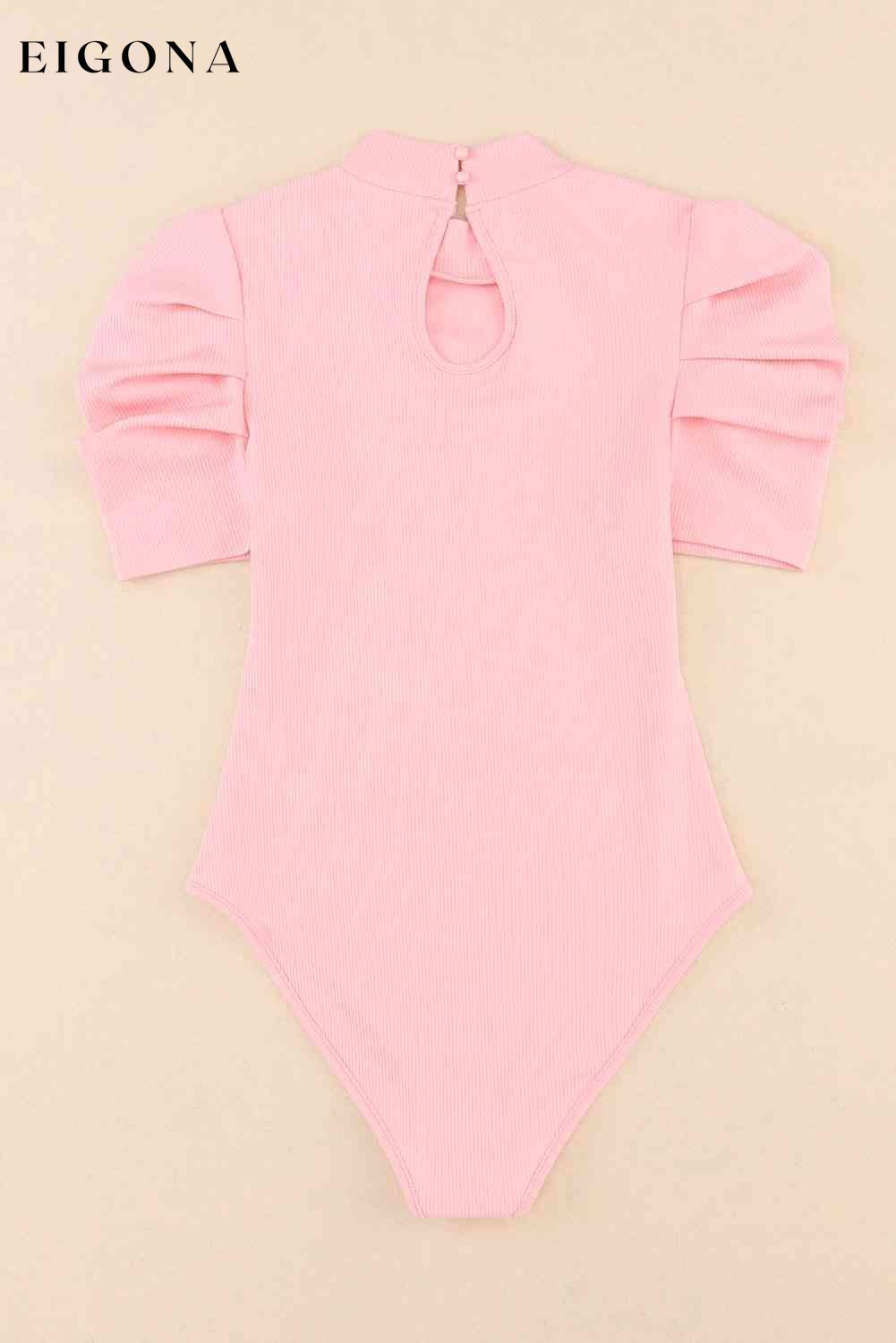 Mock Neck Puff Sleeve Bodysuit clothes Ship From Overseas SYNZ