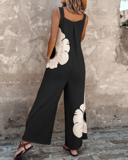 Lässiger Jumpsuit mit Hosenträgern und Print