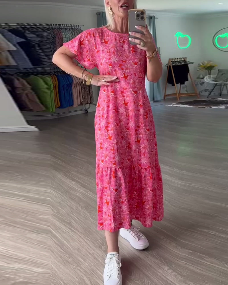 Puffärmeliges Kleid mit Blumenmuster